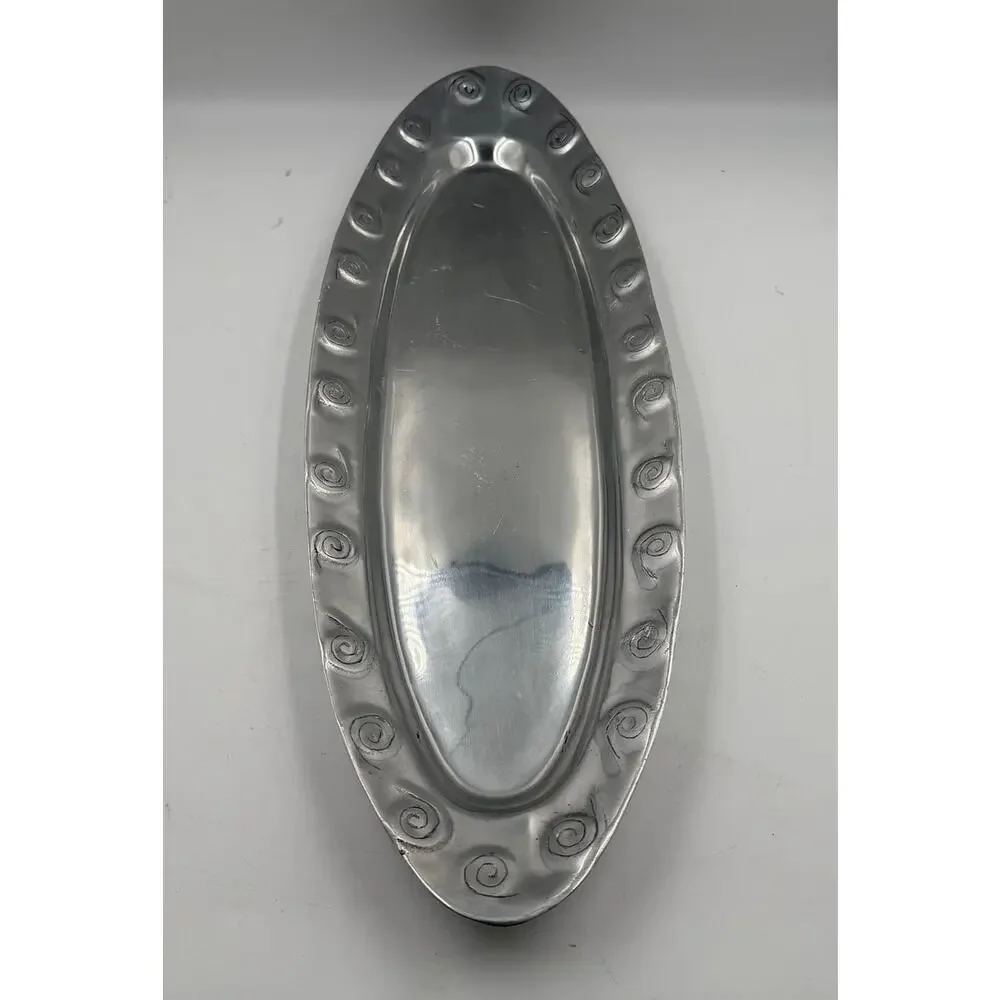 Vintage Mexican Pewter Serving Tray 20.5